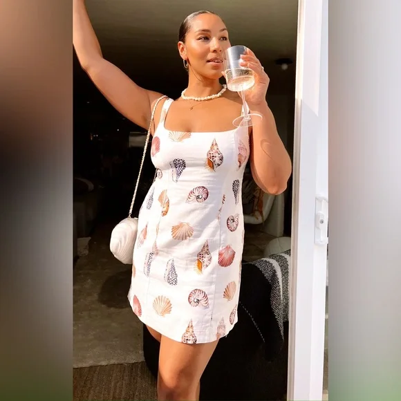 SHOW ME YOUR MUMU Steph Mini Dress In Shell Linen - Picture 8 of 8